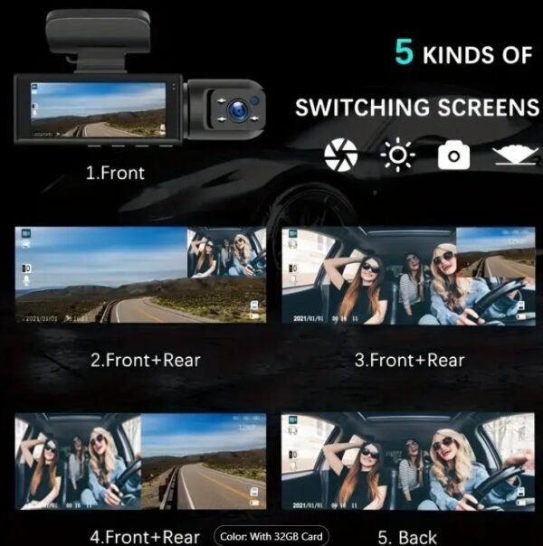 Dual Lens 1080P HD Dash Cam with Night Vision - Image 2
