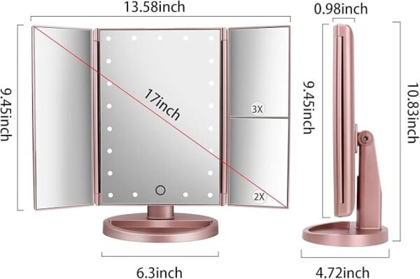 Tri-Fold Lighted Vanity Mirror - Image 3
