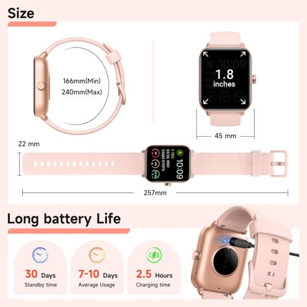 Women Android & iPhone, Alexa Built-in, 1.8" Fitness Watch