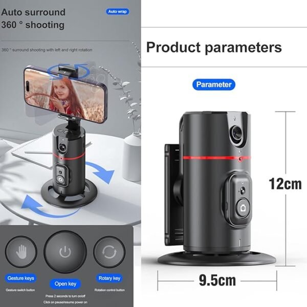 Auto Tracking Phone Holder,360° Rotation Phone Camera Mount - Image 2