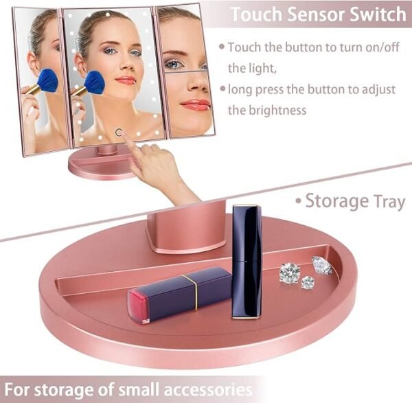 Tri-Fold Lighted Vanity Mirror - Image 2