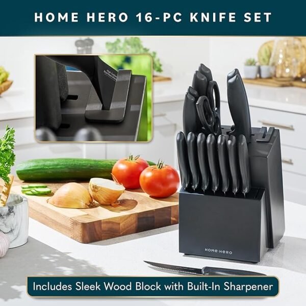 Kitchen Knife Set with Sharpener - Image 2