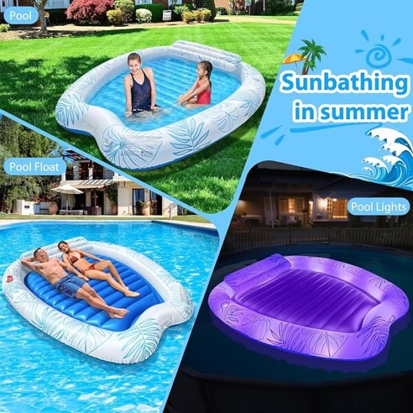 2 Person Inflatable Tanning Pool Lounger Float - Image 2