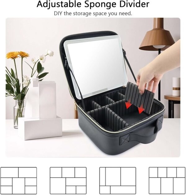 Travel Makeup Bag with LED Mirror - Image 3